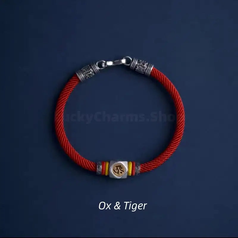 Chinese Zodiac Guardian Buddha Seed Syllables Symbol Red Bracelet-LuckyCharms.Shop