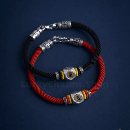 Chinese Zodiac Guardian Buddha Seed Syllables Symbol Red Bracelet-LuckyCharms.Shop