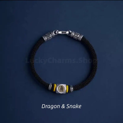 Chinese Zodiac Guardian Buddha Seed Syllables Symbol Black Bracelet-LuckyCharms.Shop