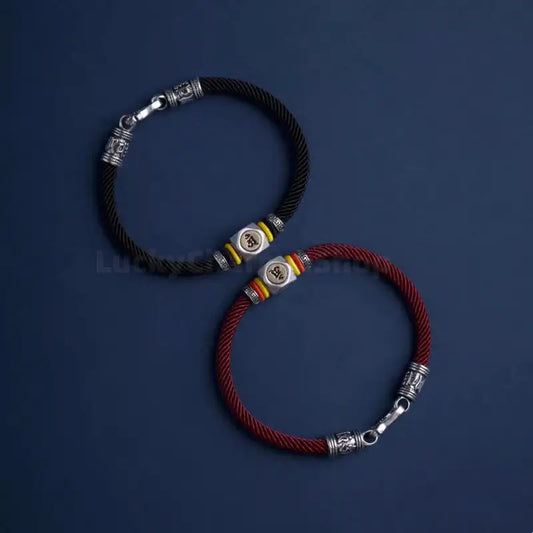 Chinese Zodiac Guardian Buddha Seed Syllables Symbol Black Bracelet-LuckyCharms.Shop