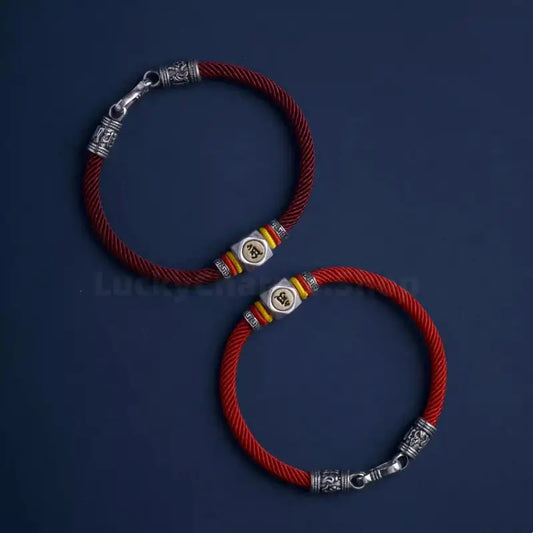 Chinese Zodiac Guardian Buddha Seed Syllables Symbol Luck Dark Red Bracelet-LuckyCharms.Shop