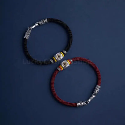 Chinese Zodiac Guardian Buddha Seed Syllables Symbol Luck Dark Red Bracelet-LuckyCharms.Shop