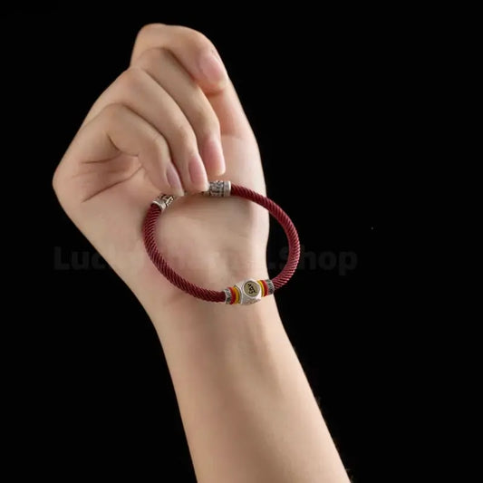 Chinese Zodiac Guardian Buddha Seed Syllables Symbol Luck Dark Red Bracelet-LuckyCharms.Shop