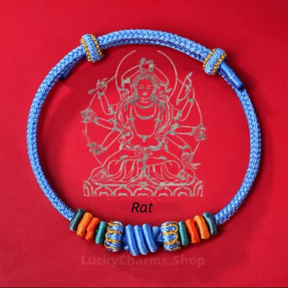 Wutai Mountain Blessed Three-Knot Chinese Zodiac Guardian Bracelet | Adjustable Red String Luck Bracelet for Zodiac Natives-LuckyCharms.Shop