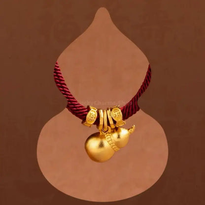 Mount Wutai Blessed Everlasting Blessings of Fortune and Emoluments Gold-Plated Gourd Red Bracelet | Adjustable Drawstring, High-Density Braided Cotton Rope-LuckyCharms.Shop
