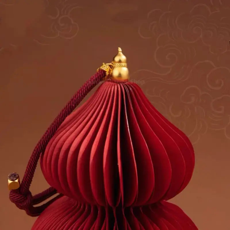 Mount Wutai Blessed Everlasting Blessings of Fortune and Emoluments Gold-Plated Gourd Red Bracelet | Adjustable Drawstring, High-Density Braided Cotton Rope-LuckyCharms.Shop