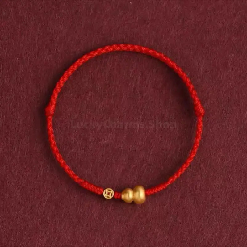 Mount Putuo Blessed Gold-Plated Gourd & Coin Wealth-Attracting Bracelet | 3 Colors Optional, Adjustable Drawstring, High-Density Braided Cotton Rope-LuckyCharms.Shop