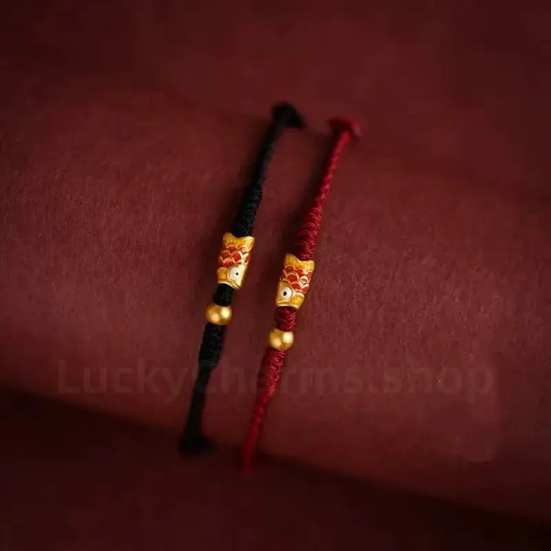 Koi Fish Golden Bead Luck Success Braided Rope Bracelet-LuckyCharms.Shop