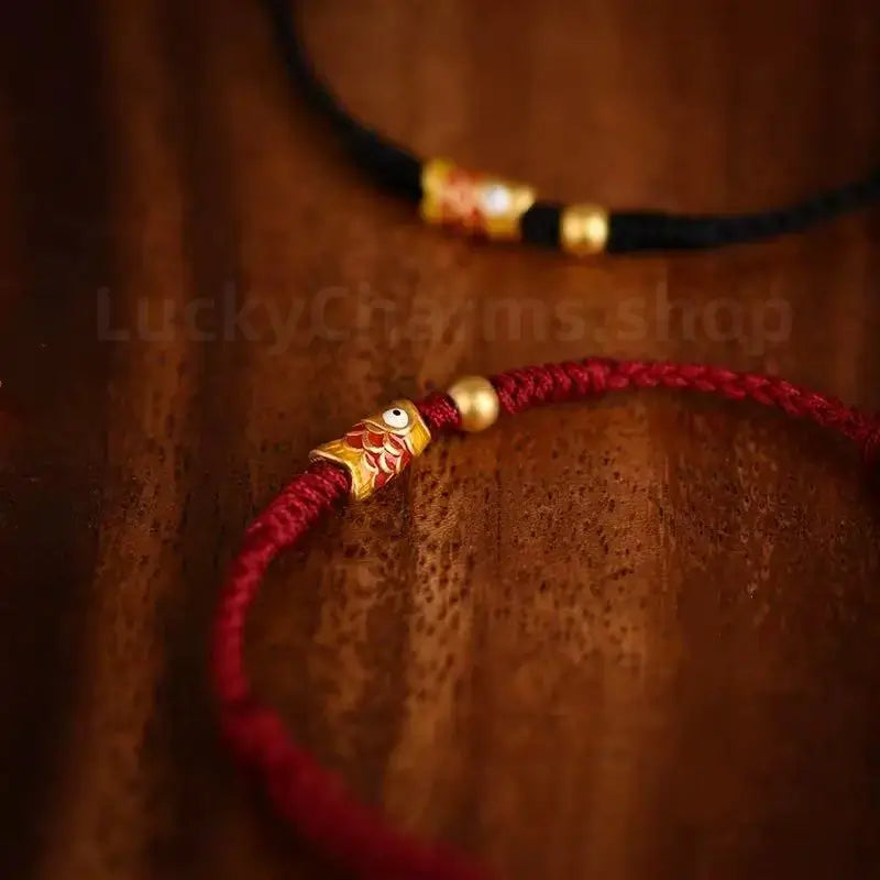 Koi Fish Golden Bead Luck Success Braided Rope Bracelet-LuckyCharms.Shop