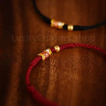 Koi Fish Golden Bead Luck Success Braided Rope Bracelet-LuckyCharms.Shop