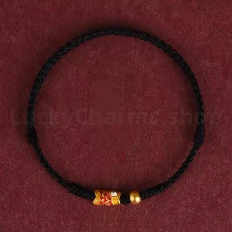 Koi Fish Golden Bead Luck Success Braided Rope Bracelet-LuckyCharms.Shop