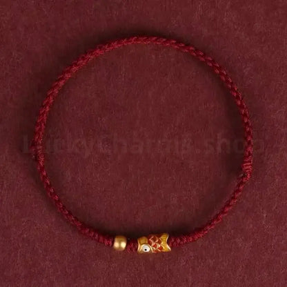 Koi Fish Golden Bead Luck Success Braided Rope Bracelet-LuckyCharms.Shop