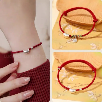 925 Silver Love Bean Fortune Pendant Handmade Rope Bracelet for Love Luck-LuckyCharms.Shop