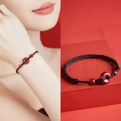Cinnabar Peace Buckle Protection Luck & Wealth Braided Rope Bracelet-LuckyCharms.Shop