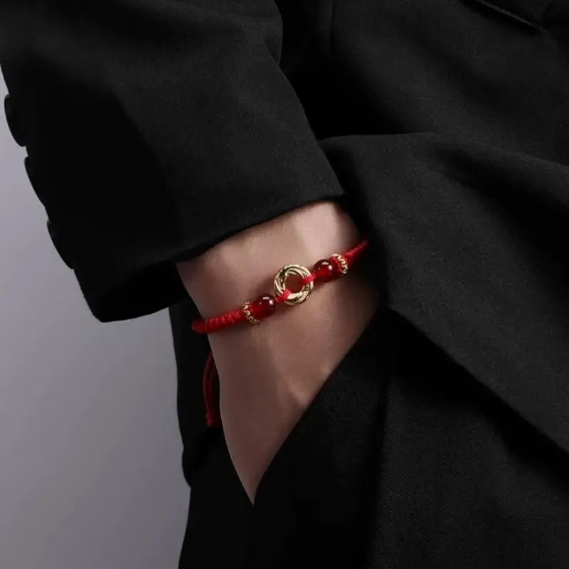 999シルバーメッキゴールドピースバックルカップルブレスレット | 瑪瑙の幸運ビーズ、バレンタインデーの記念日ギフト
