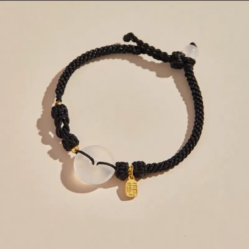 Bracelet en agate naturelle avec boucle de paix | Pendentif de bénédiction plaqué or 925, 8 cordons tressés multicolores