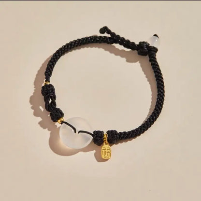 Bracelet en agate naturelle avec boucle de paix | Pendentif de bénédiction plaqué or 925, 8 cordons tressés multicolores