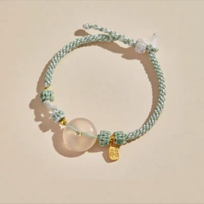 Bracelet en agate naturelle avec boucle de paix | Pendentif de bénédiction plaqué or 925, 8 cordons tressés multicolores