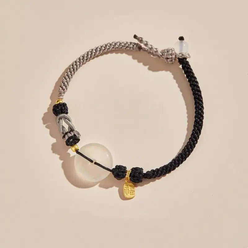 Bracelet en agate naturelle avec boucle de paix | Pendentif de bénédiction plaqué or 925, 8 cordons tressés multicolores