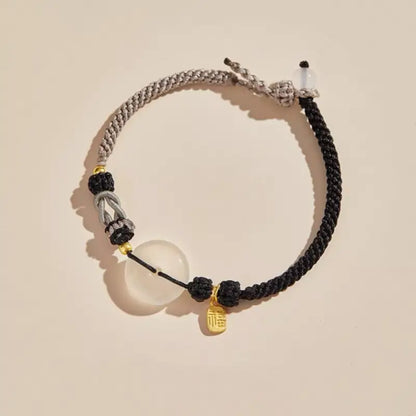 Bracelet en agate naturelle avec boucle de paix | Pendentif de bénédiction plaqué or 925, 8 cordons tressés multicolores