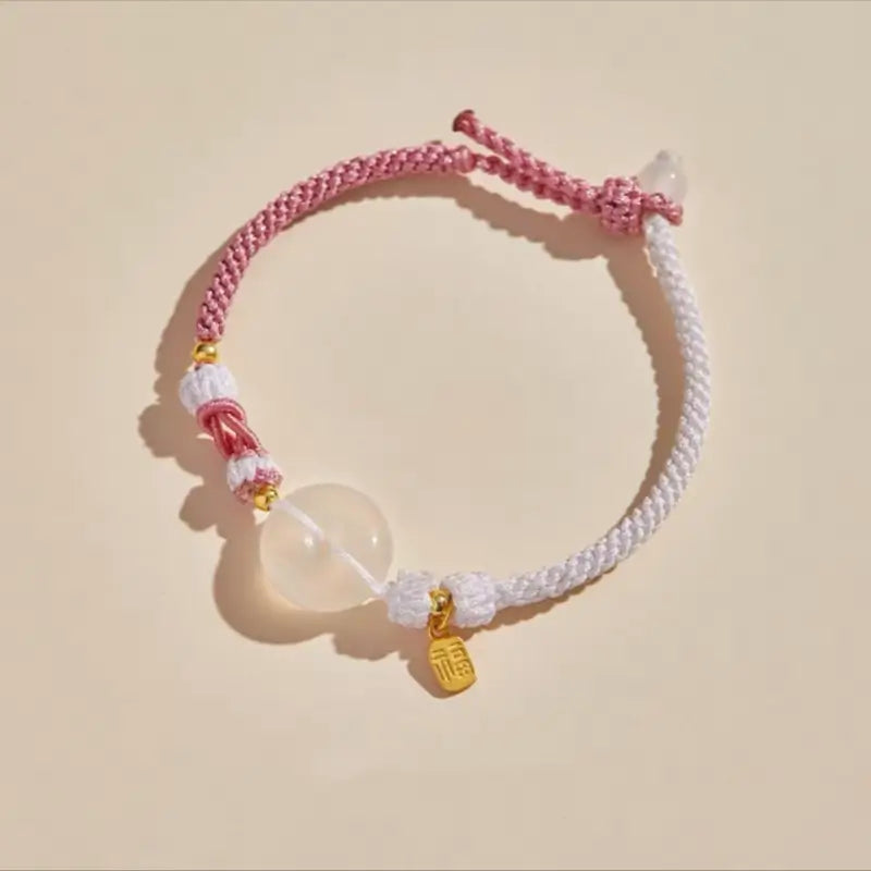 Bracelet en agate naturelle avec boucle de paix | Pendentif de bénédiction plaqué or 925, 8 cordons tressés multicolores