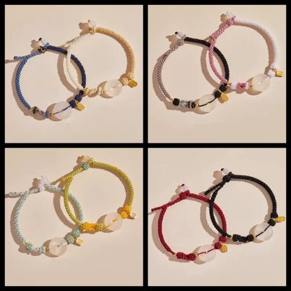 Bracelet en agate naturelle avec boucle de paix | Pendentif de bénédiction plaqué or 925, 8 cordons tressés multicolores