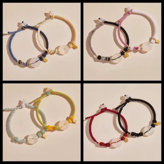 Bracelet en agate naturelle avec boucle de paix | Pendentif de bénédiction plaqué or 925, 8 cordons tressés multicolores