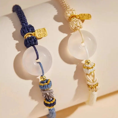 Bracelet en agate naturelle avec boucle de paix | Pendentif de bénédiction plaqué or 925, 8 cordons tressés multicolores