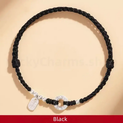 925 Silver Peace Buckle Braided Rope Bracelet for Peace Health Wealth-LuckyCharms.Shop
