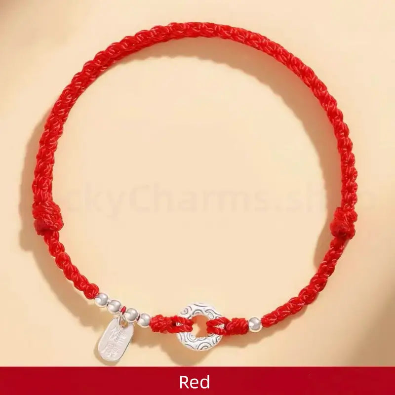 925 Silver Peace Buckle Braided Rope Bracelet for Peace Health Wealth-LuckyCharms.Shop
