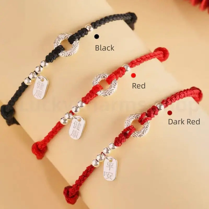925 Silver Peace Buckle Braided Rope Bracelet for Peace Health Wealth-LuckyCharms.Shop