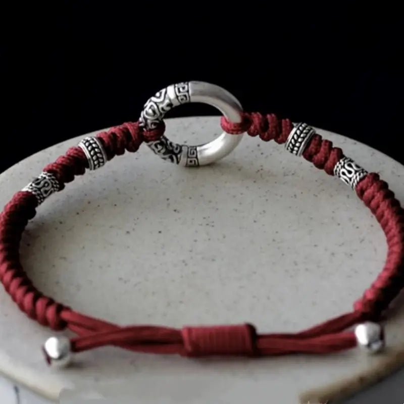 925シルバー ドラゴンフェニックス ピースバックル カップルブレスレット | カルセドニー/ブラックアゲートビーズ、ロマンチックな幸運のブレスレット