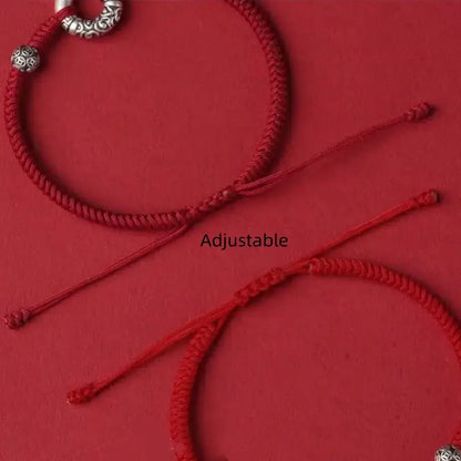 999 Fine Silver Peace Buckle & Silver Coin Fortune Bead Bracelet | Zodiac Year Couple Gift