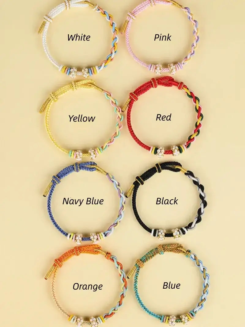 DIY-Friendly Peach Blossom Knot Twist Chain Adjustable Braided Bracelet-LuckyCharms.Shop