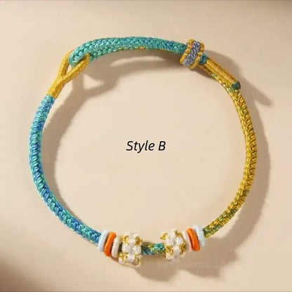 Peach Blossom Knot Gradient Color Lucky Braided Bracelet | DIY-friendly Series 6-LuckyCharms.Shop