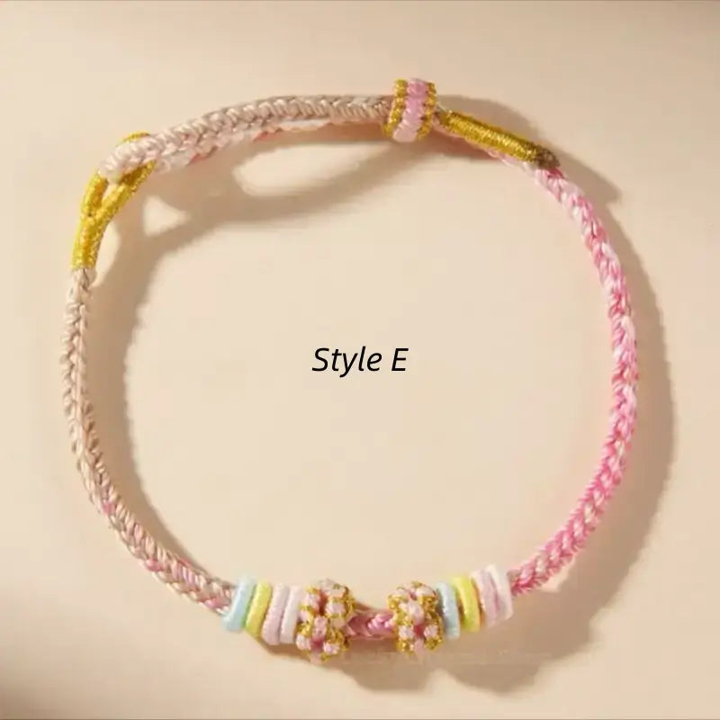 Peach Blossom Knot Gradient Color Lucky Braided Bracelet | DIY-friendly Series 6-LuckyCharms.Shop