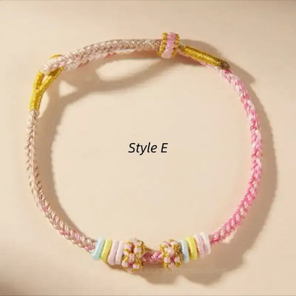 Peach Blossom Knot Gradient Color Lucky Braided Bracelet | DIY-friendly Series 6-LuckyCharms.Shop