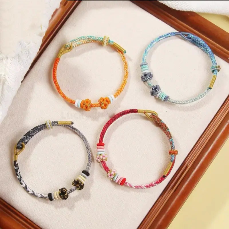 Peach Blossom Knot Gradient Color Love Braided Bracelet | DIY-friendly Series 5-LuckyCharms.Shop