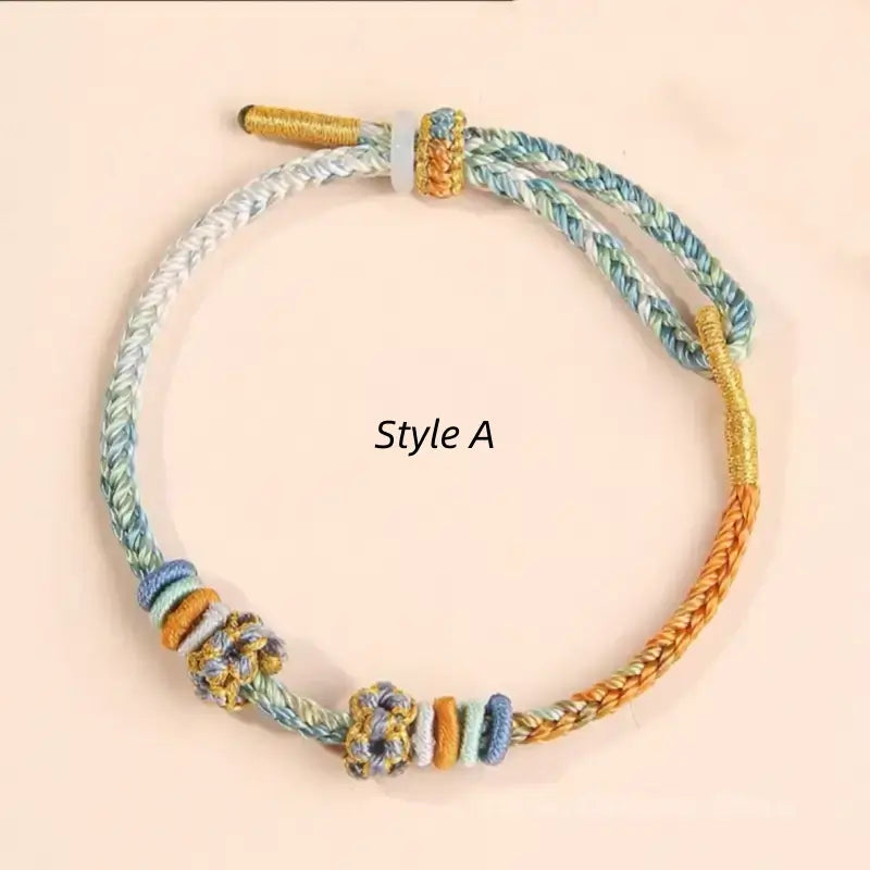 Peach Blossom Knot Gradient Color Love Braided Bracelet | DIY-friendly Series 5-LuckyCharms.Shop