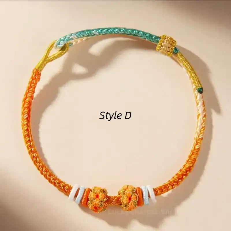 Peach Blossom Knot Gradient Color Love Braided Bracelet | DIY-friendly Series 5-LuckyCharms.Shop