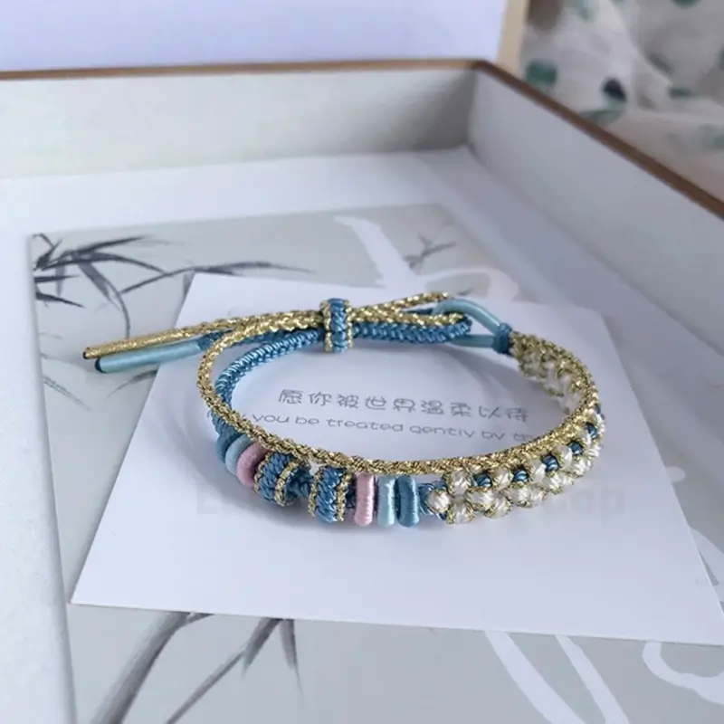 DIY-Friendly Peach Blossom Knot Double-Layer Stackable Braided Bracelet Series2-LuckyCharms.Shop