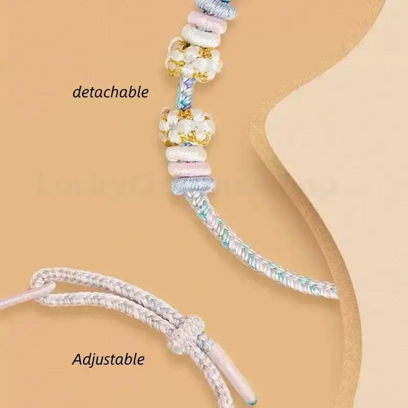 Mount Putuo Blessed Peach Blossom Knot Single-Layer Colored DIY Bracelet (Series 8)-LuckyCharms.Shop