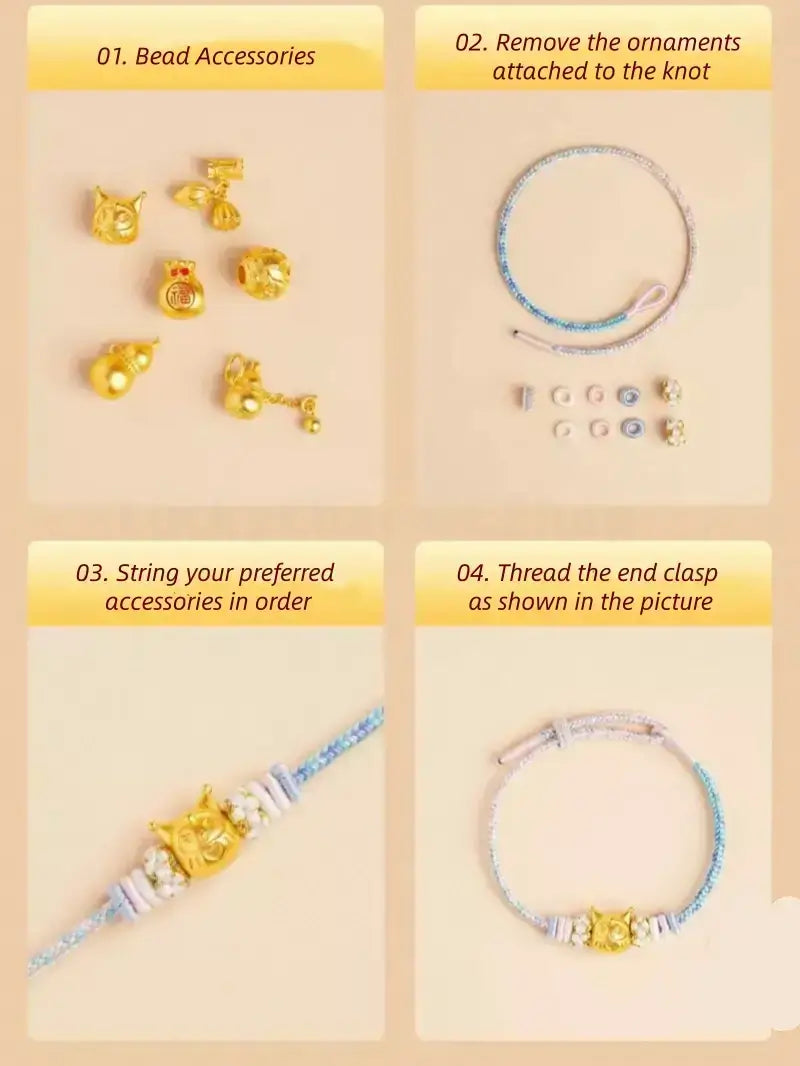 Mount Putuo Blessed Peach Blossom Knot Single-Layer Colored DIY Bracelet (Series 8)-LuckyCharms.Shop