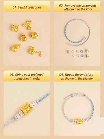 Mount Putuo Blessed Peach Blossom Knot Single-Layer Colored DIY Bracelet (Series 8)-LuckyCharms.Shop