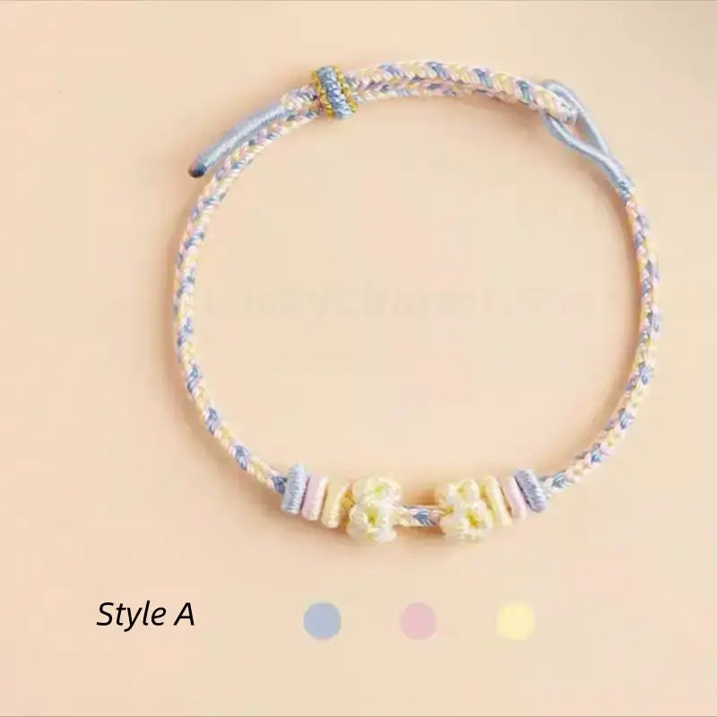 Mount Putuo Blessed Peach Blossom Knot Single-Layer Colored DIY Bracelet (Series 8)-LuckyCharms.Shop