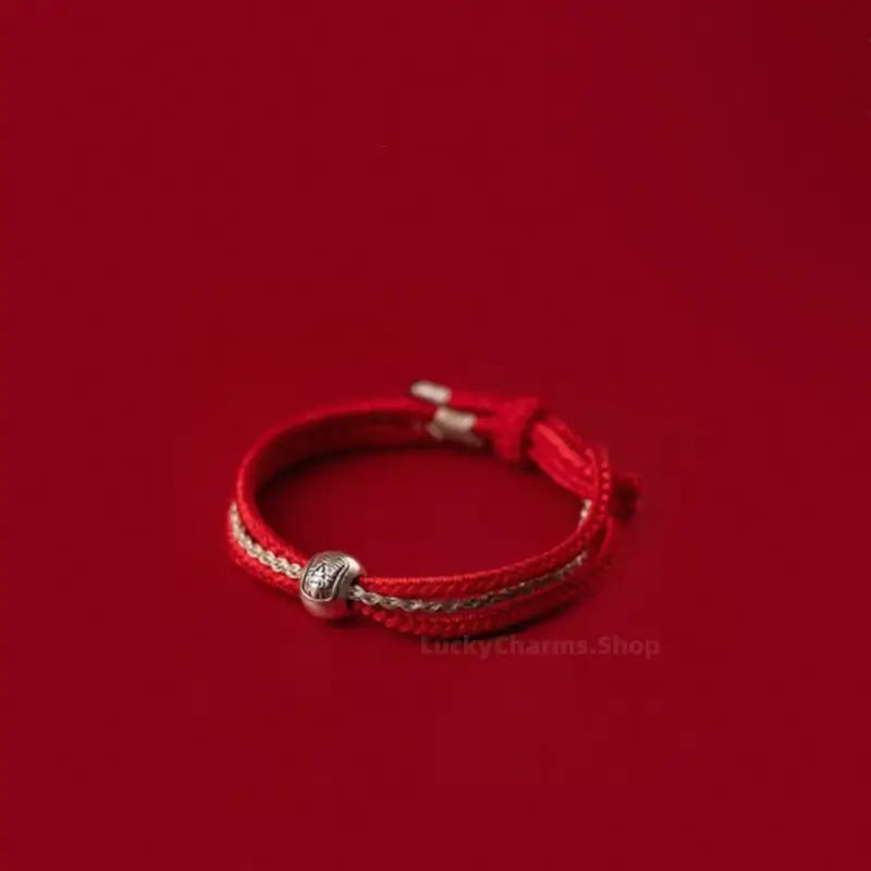 Tibetan Zhakilam Sterling Silver Lucky Bead Braided Bracelet | 925 Silver Adjustable Handmade Bracelet-LuckyCharms.Shop