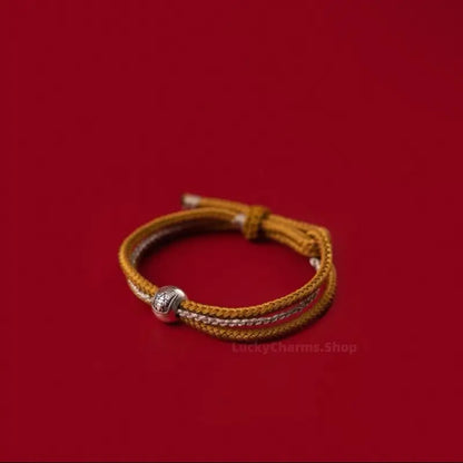 Tibetan Zhakilam Sterling Silver Lucky Bead Braided Bracelet | 925 Silver Adjustable Handmade Bracelet-LuckyCharms.Shop