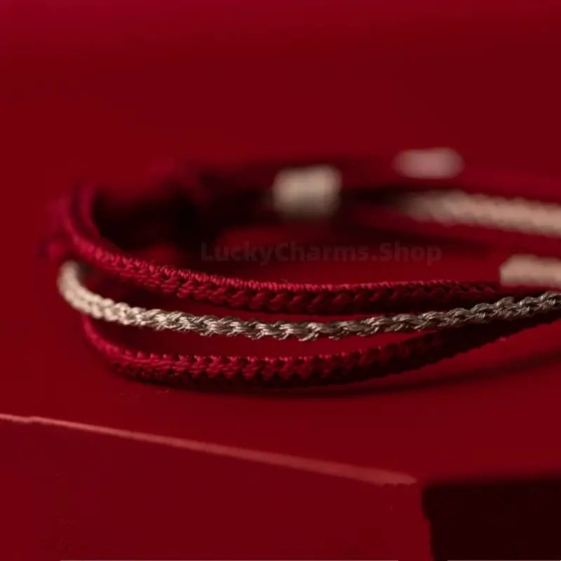 Tibetan Zhakilam Sterling Silver Lucky Bead Braided Bracelet | 925 Silver Adjustable Handmade Bracelet-LuckyCharms.Shop