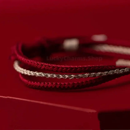 Tibetan Zhakilam Sterling Silver Lucky Bead Braided Bracelet | 925 Silver Adjustable Handmade Bracelet-LuckyCharms.Shop