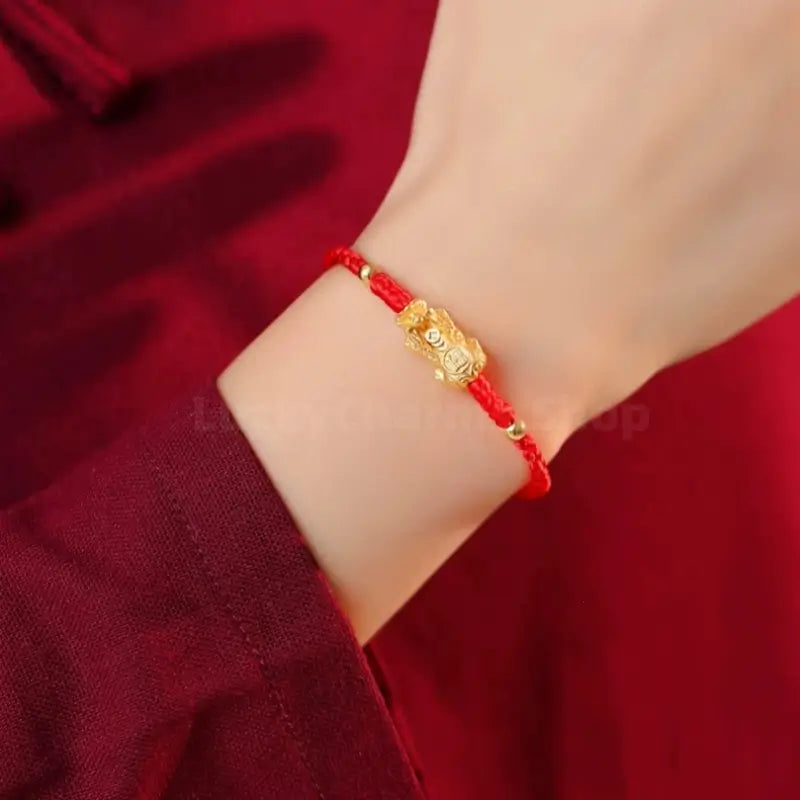 Sterling Silver Gold-Plated Enpowered Pixiu Bracelet | Wealth-Attracting & Luck Bracelet-LuckyCharms.Shop